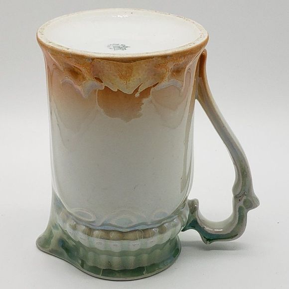 RWC Bavaria MCM White Porcelain Floral Orange Green Lusterware Pitcher or Vase - Picture 5 of 16